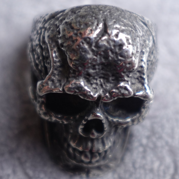 Stainless Steel Gun Metal Colored Skull Ring Size 12 RSRN-705 - Picture 5 of 6
